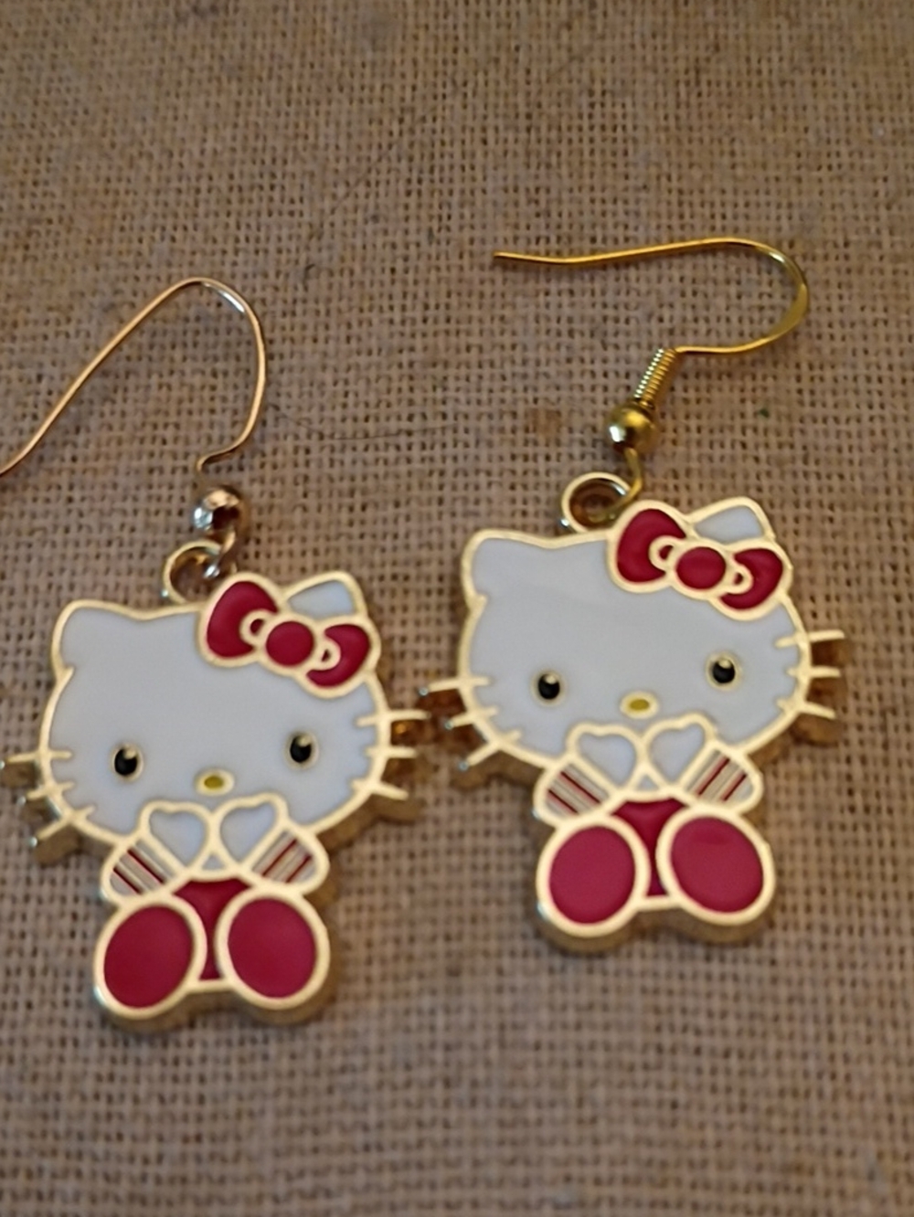 Cute White & Pink Cat Dangle Earrings